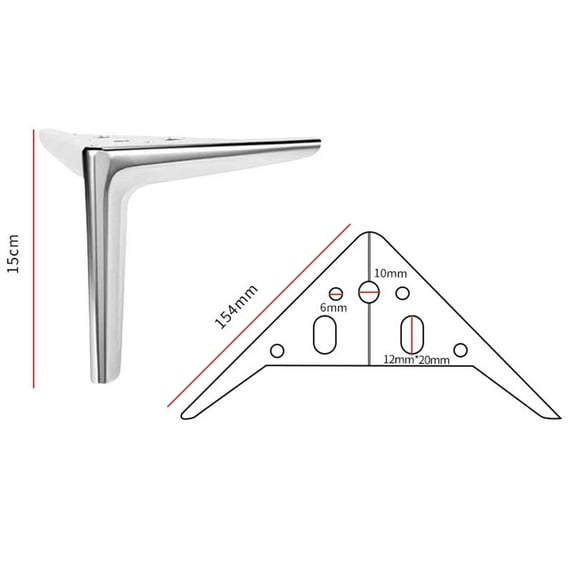 6 inch/15cm Shiny Chrome Metal Furniture Legs Set of 4, DIY Replacement for Short Cabinet Legs, Sofa Legs, Small Dresser Legs