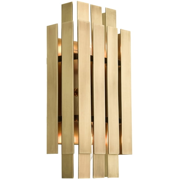 6 inch 2 Light Natural Brass ADA Wall Sconce with Natural Brass Metal Shade Shade