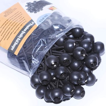 100 Pack 9" Super Premium Black/White Ball Bungee Cords – Multi-Purpose Tie Downs For Tarp, Canopy, Camping