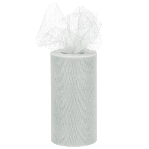6 inch 50 Yards Tulle Ribbon Rolls Pastel Netting Fabric for Gift Wrapping Christmas Wedding, Light Grey
