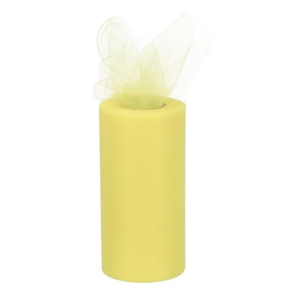 6 inch 50 Yards Tulle Ribbon Rolls Pastel Netting Fabric for Gift Wrapping Christmas Wedding, Light Yellow