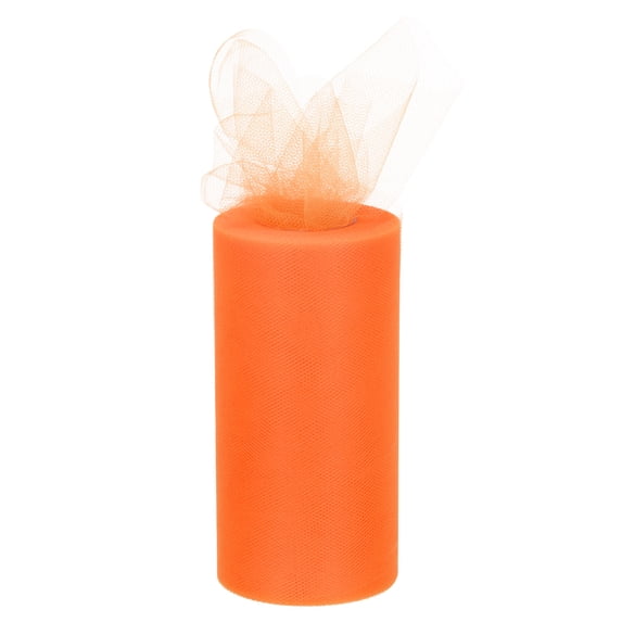 6 inch 50 Yards Tulle Ribbon Rolls Pastel Netting Fabric for Gift Wrapping Christmas Wedding, Orange
