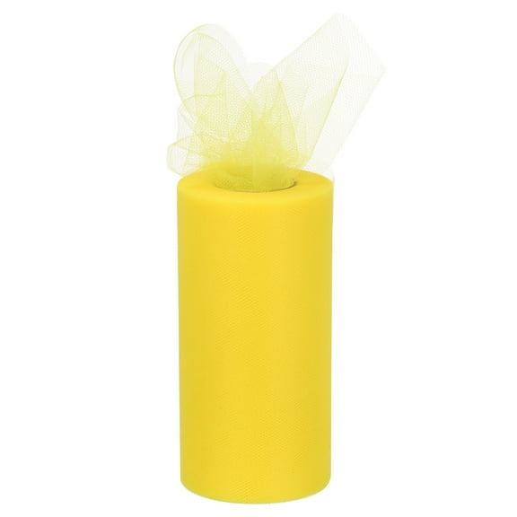 6 inch 50 Yards Tulle Ribbon Rolls Pastel Netting Fabric for Gift Wrapping Christmas Wedding, Yellow