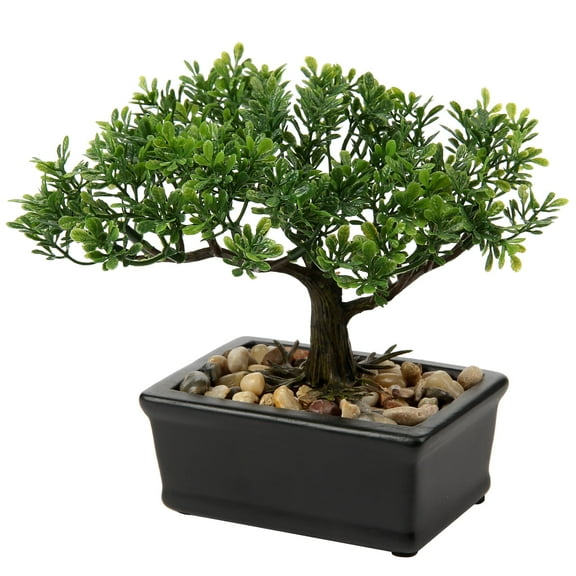 GnFlus 6 inch Artificial Bonsai Tree Juniper Faux Plants Indoor Small Fake Plants Decor with Ceramic Pots
