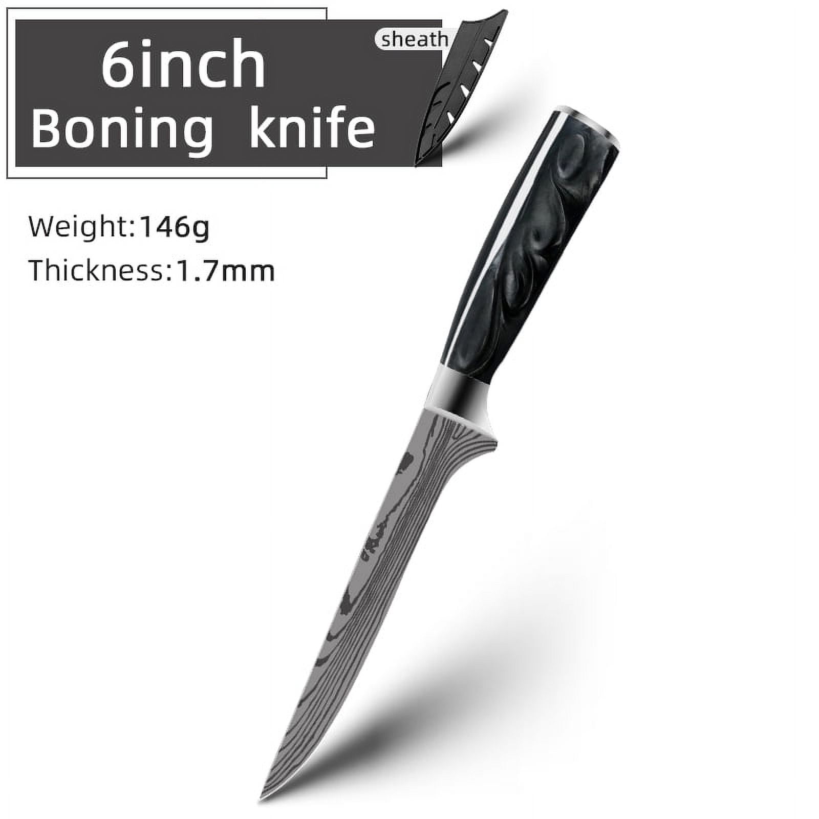 6 inch Boning Knife Damascus Laser Kitchen Knives with Black Resin