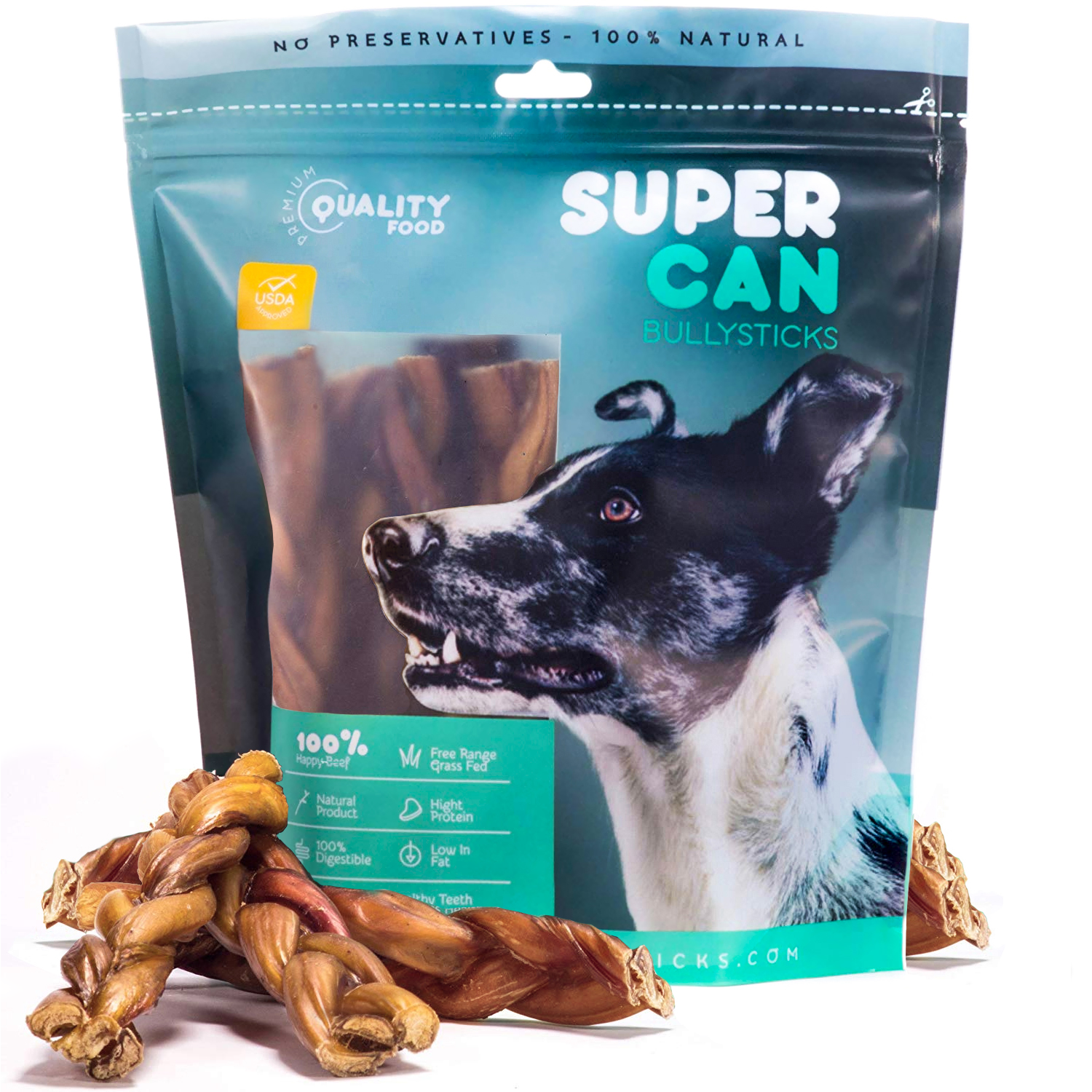 6-inch Braided Bully Sticks for Dogs 10-Pack, Premium All Natural Treats for Dogs. Long Lasting Dental Chews for Puppies and Large Dogs