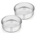 VeSteel 6 inch Stainless Steel Round Cake Baking Pans, Set of 2, Mirror Finish & Dishwasher Safe