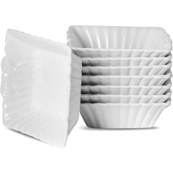 6 inch Ceramic Small Baking Dish Set of 8, 14.5oz Square Baking Dish for Oven, Individual Casserole Dishes for Toaster Oven Air Fryer, Mini Square Bakeware Set for Lasagna, Brownies & Reheating