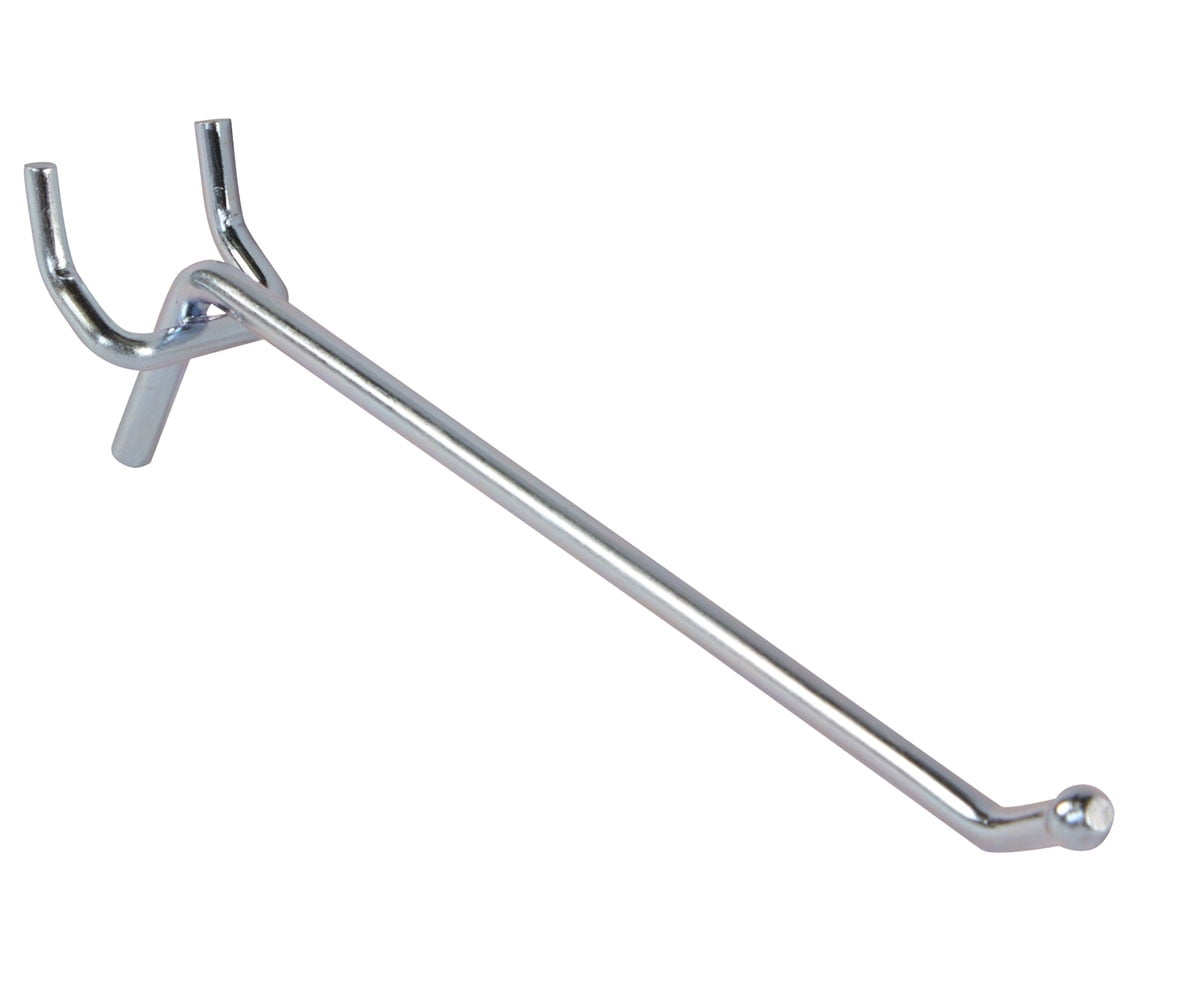 6 inch Chrome Peg Hook for ¼ inch Pegboard - Pack of 100
