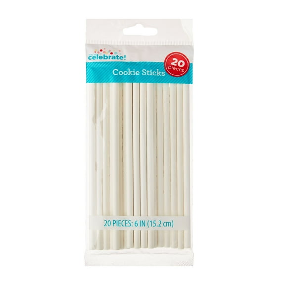 6" White Cookie Treat Sticks, Paper, by Way To Celebrate, 20 Count