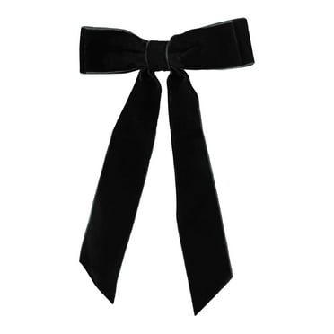 6 inch Hair Bow Velvet Hair Clip with Tails (Black)