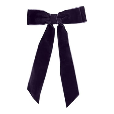 6 inch Hair Bow Velvet Hair Clip with Tails (Purple)
