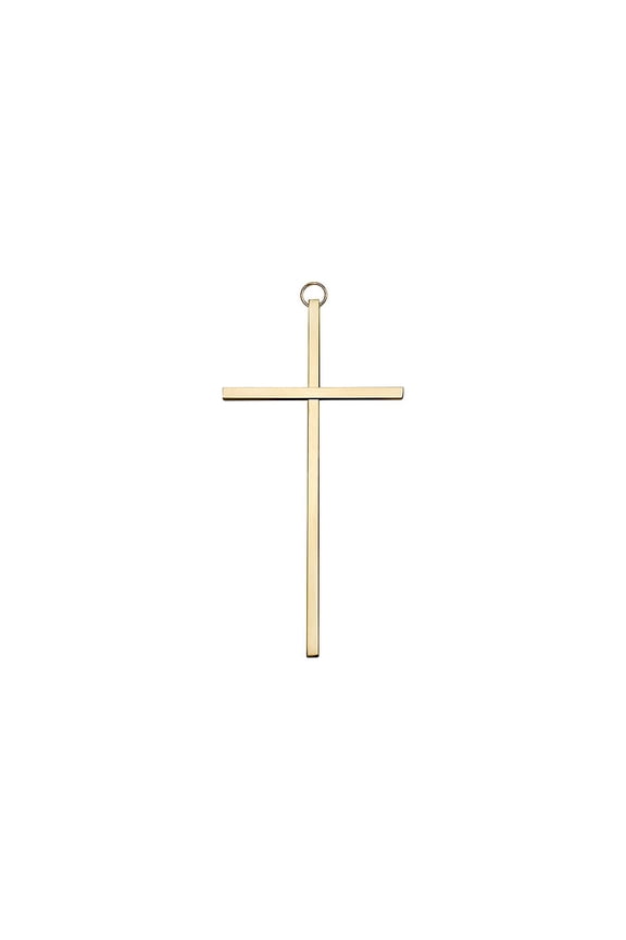 6 inch Plain Polished Brass Cross