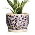 thumbnail image 1 of 6 inch Pots for Plants, Round Ceramic Planter with Drainage, Modern Pot for Indoor & Outdoor Use, for Cheerful Patio Decor, Blue and Beige, 1 of 6