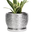 thumbnail image 1 of Ordivic 6 inch Silver Textured Ceramic Planter with Saucer, Indoor Plant Pot with Drainage Hole for Snake Plant, Succulents & Pothos, 1 of 6