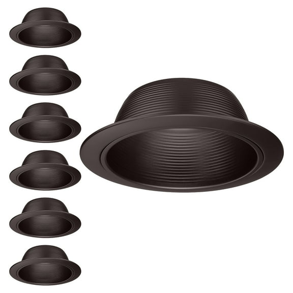 6-inch Recessed Can Light Trim with Oil Rubbed Bronze Step Baffle, Pack of 6