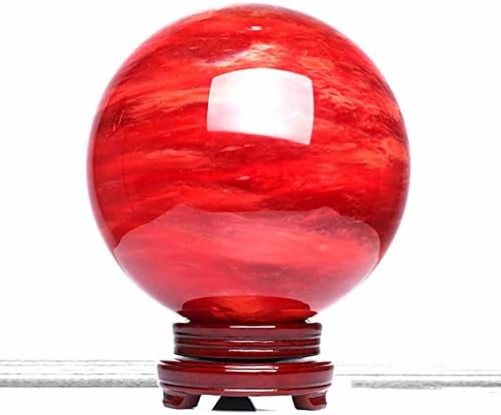 6 inch Red Crystal Ball Smelting Stone Energy Healing Ball Home ...