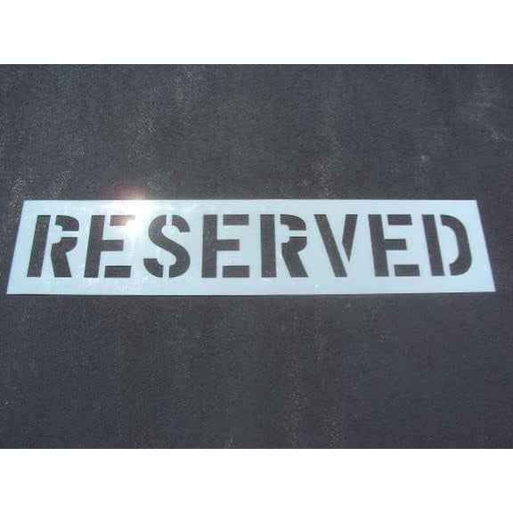 6 inch Reserved Parking Lot Stencil - Actual 6" Tall x 4" Wide Letters. 1" Spacing. SPANS 40.75". Wider Font = Easy to Read from a Distance While Driving. by