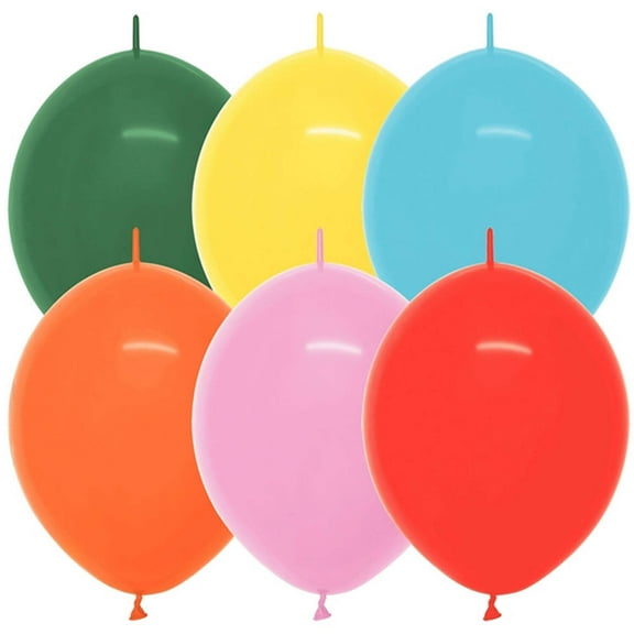 6 inch Sempertex Link-O-Loon - Fashion Assortment Latex Balloons (50 Pack) - Party Supplies Decorations