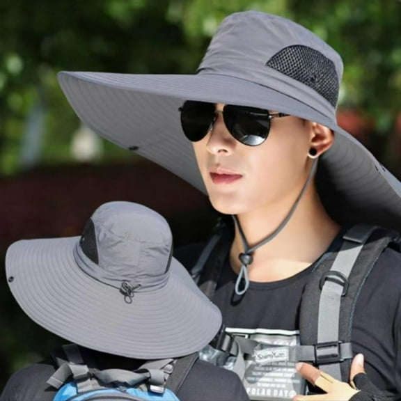 6 inch Super Wide Brim Sun Protection Hat Unisex Fishing Hiking Garden Lawn Work Waterproof Breathable Hats