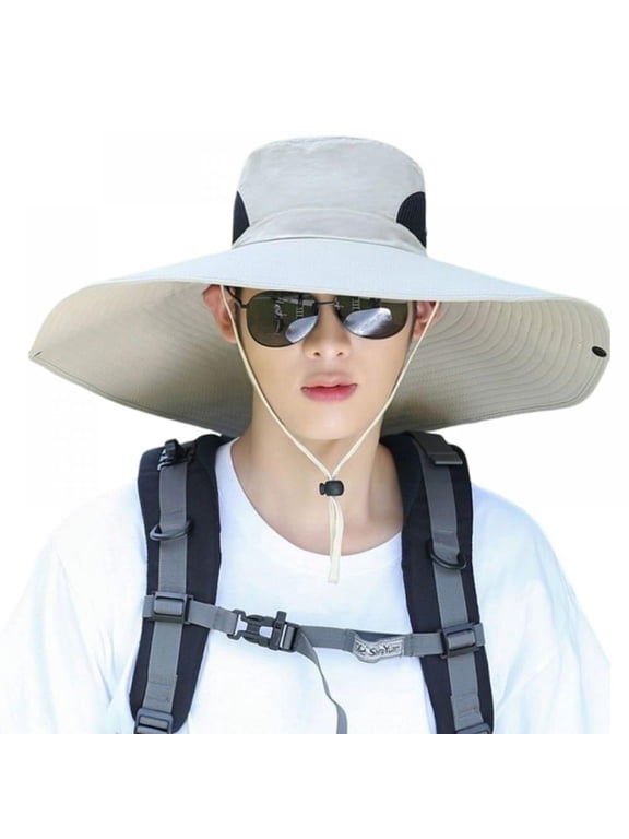 6 inch Super Wide Brim Sun Protection Hat Unisex Fishing Hiking Garden Lawn Work Waterproof Breathable Hats