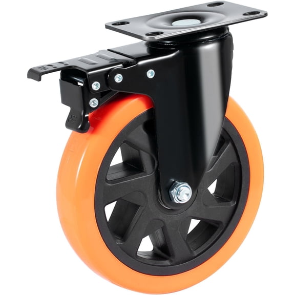 6-inch Swivel Caster Wheels (Set of 4) - Heavy Duty 700lb Capacity, Locking PVC Noiseless Wheels, Non-Marking for Cart/Furniture