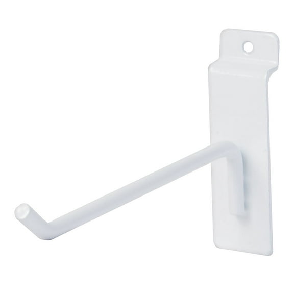 6 inch White Peg Hook for Slatwall - Pack of 50