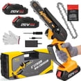 thumbnail image 1 of 6-inch mini chainsaw, adjustable chain, safety lock, equipped with rechargeable battery, chain and storage box 6-inch * Battery*2+box+2chain+1plate yellow, 1 of 1