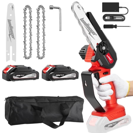 Mini Cordless Chainsaw 6-inch *Battery x2+Double guide plate
