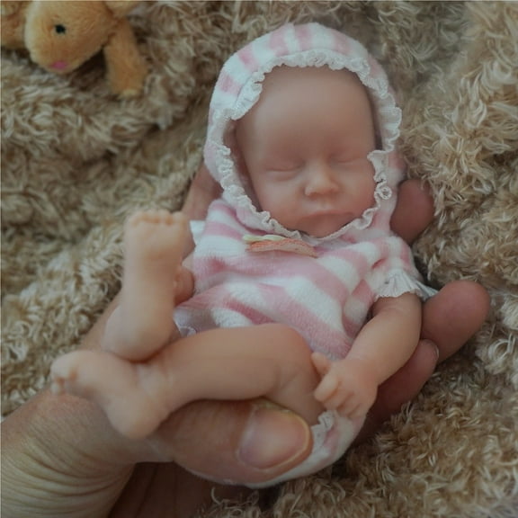 6 inch miniature full silicone eye closed rebirth baby doll decompression toy Reborn doll
