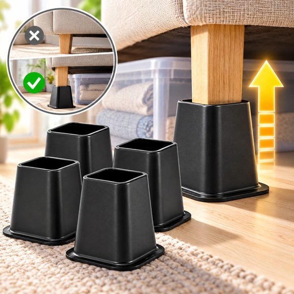 6 inch plastic furniture risers set of 4 modern stackable design for bed desk sofa storage space