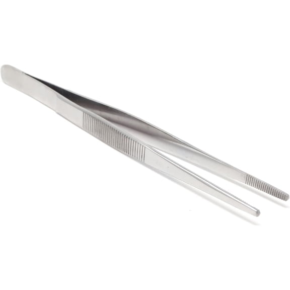6-inch professional culinary stainless steel precision tweezers, with serrated tip, used for plating/food display detail service tweezers, chef kitchen tweezers - super anti-slip handle