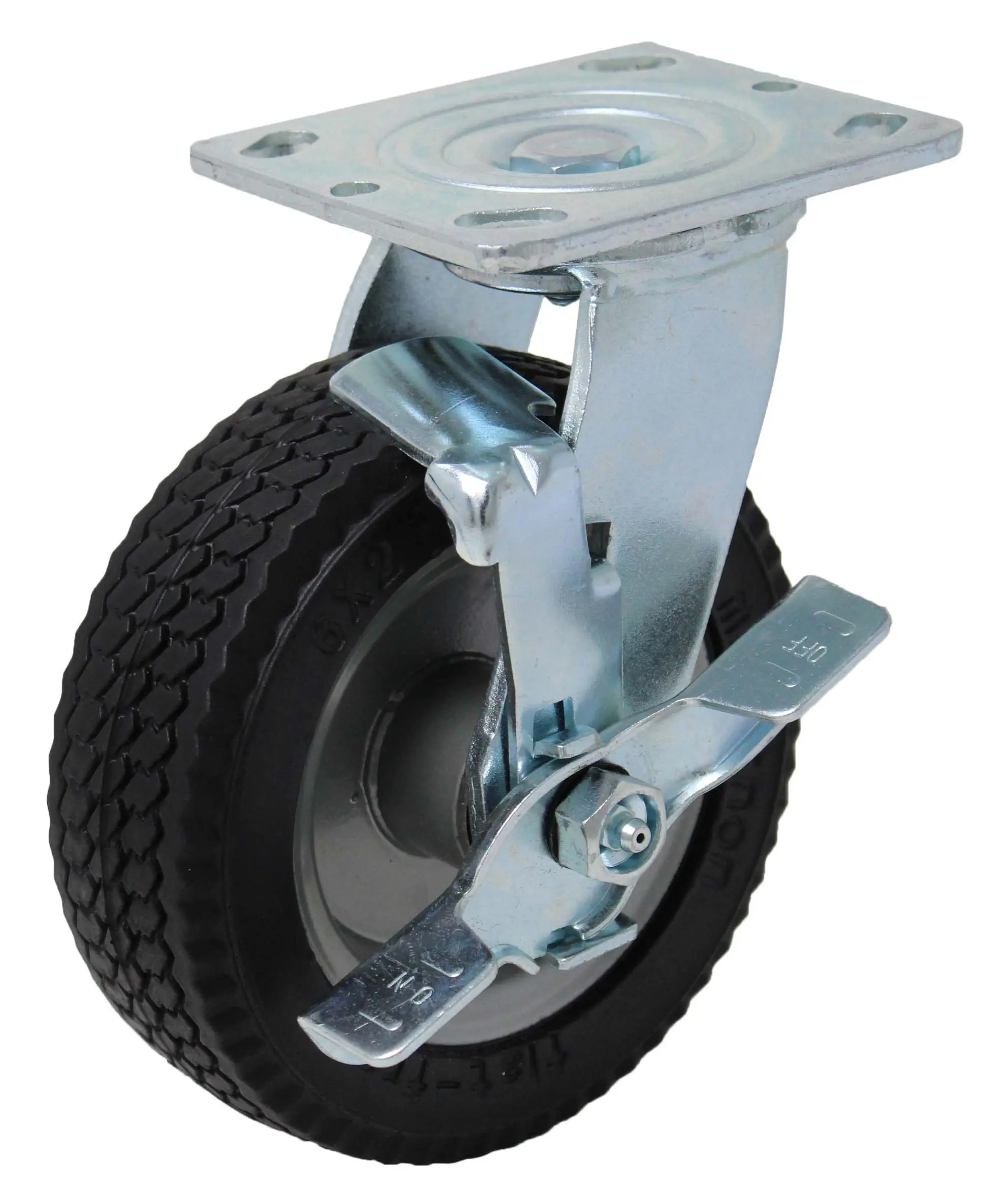 6 inch x 2 inch AFR Air/Flat Free Industrial Top Plate Caster, 1 Swivel ...