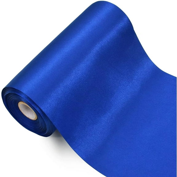 6 inch x 22yd Wide Royal Blue Satin Ribbon Solid Fabric Large Ribbon for Grand Opening Cutting Ceremony Wedding Birthday Party Decoration Gift Craft Chair Sash Table Car Bows Indoor or Outdoor