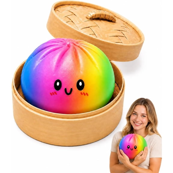 6" jumbo bao bun squishy stress relief toy, slow rising fidget for adults desk.