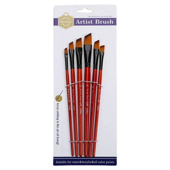 6 kit Acrylic Painting Brushes Kit Anti-Shedding Angled Artist Paintbrushes for Kids Adults Drawing Art Craft Supplies