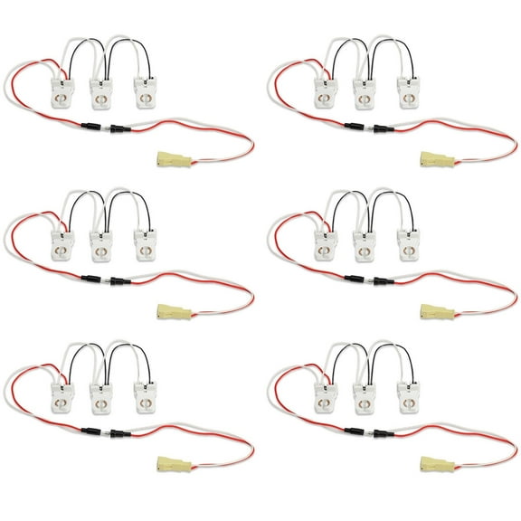 (6 kits) GE 32083 - 3-Lamp Wiring Harness Kit for LED Tubes;  Each Kit includes (3) Pre-Wired Non-Shunted Sockets In-Line Fuse Quick Disconnect (BT8-3L-KIT/NS)