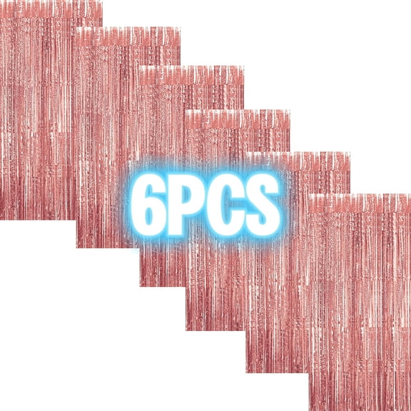 6 laser rose Golden rain silk| Glossy, Sparkling, Laser, Wavy Laser, Macaron, Neon Plastic Foil Streamers | Ideal for Birthday, Bachelorette, Christmas, Graduation, Wedding, New Year Party Decoration