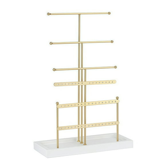 6-layer Elegant Gold Jewelry Organizer Stand for Rings, Earrings, Necklaces