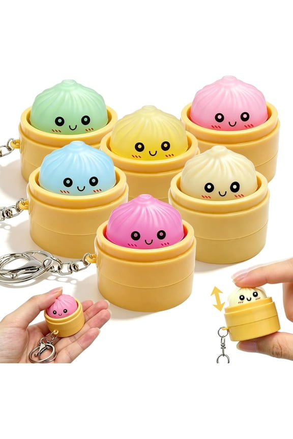 6 mini dumpling keyboard clicker fidget, crisp sound keychain for bags.
