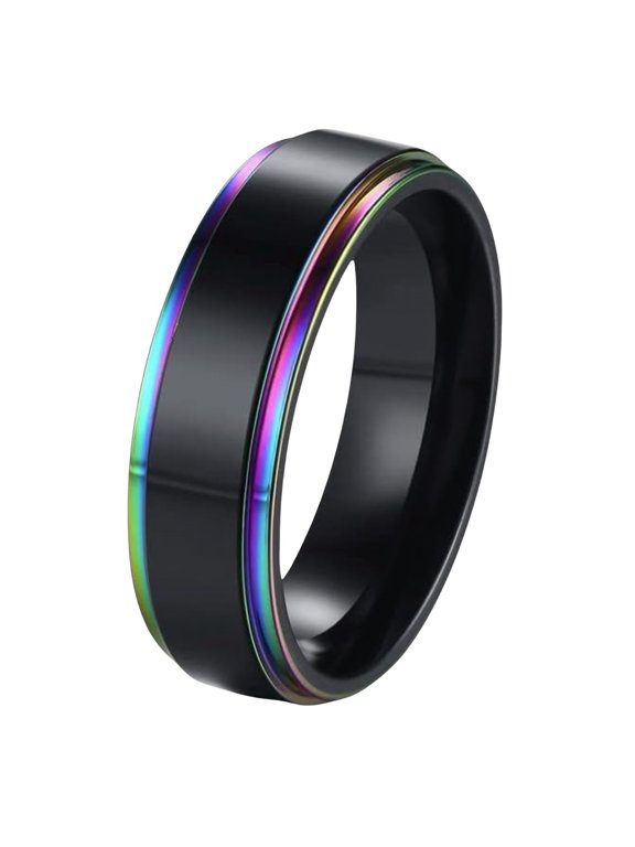 6 mm Black Tail Ring for Men Women Stainelss Steel Band Casual Jewelry