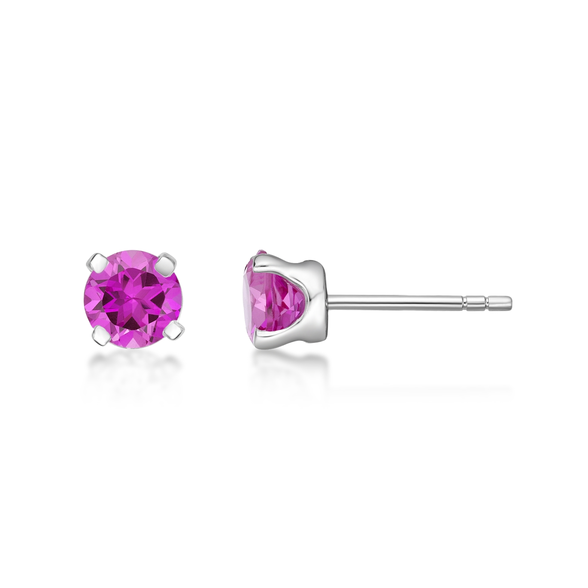Sterling Silver Tourmaline Stud Earrings - 6/7/8mm Round Colorful Gemstone Hypoallergenic Earrings