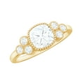 thumbnail image 1 of Rosec Jewels Moissanite Cushion Cut Engagement Ring 1 Carat - 6 mm - Bezel Set Ring - D-VS1 Quality Certified, 18K Yellow Gold, US 9.50, 1 of 9