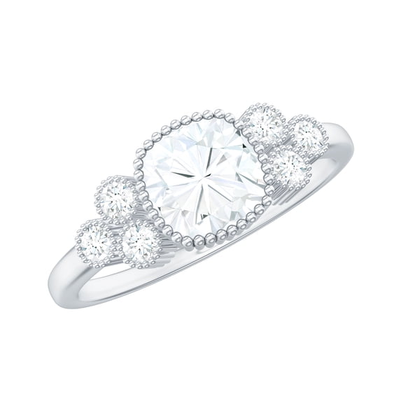 Rosec Jewels Moissanite Cushion Cut Engagement Ring 1 Carat - 6 mm - Bezel Set Ring - D-VS1 Quality Certified, 925 Sterling Silver, US 13.00