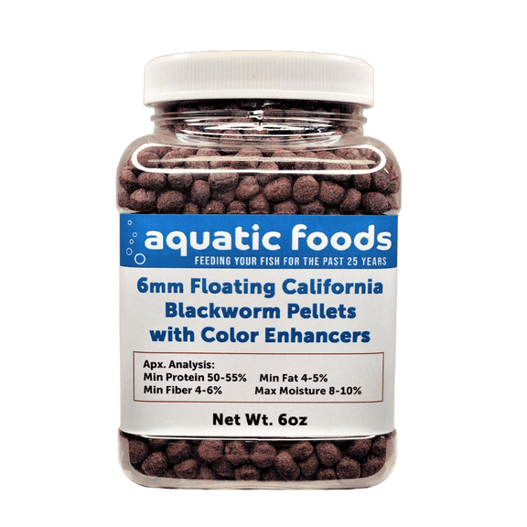 6 mm Floating Blackworm Pellets with Color Enhancers & Vitamins. Great for All Tropical Fish, Marine Fish, Cichlids, Carnivores, Discus, Coldwater Fish, Koi & Pond Fish6oz Small Jar