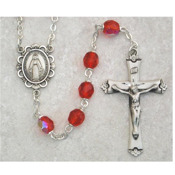 6 mm Red Glass July Rosary