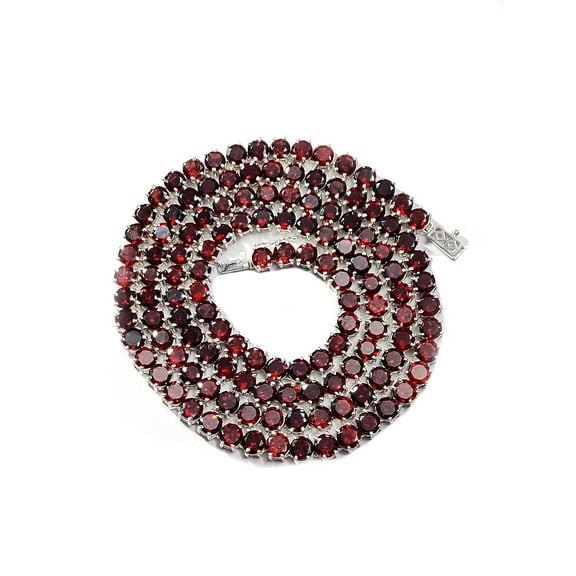 6 mm Round Garnet Tennis Necklace Round Garnet Necklace 925 Sterling Silver Garnet Necklace