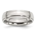 thumbnail image 1 of 6 mm Stainless Steel Ridged Edge Polished Band - Size 12.5, 1 of 1