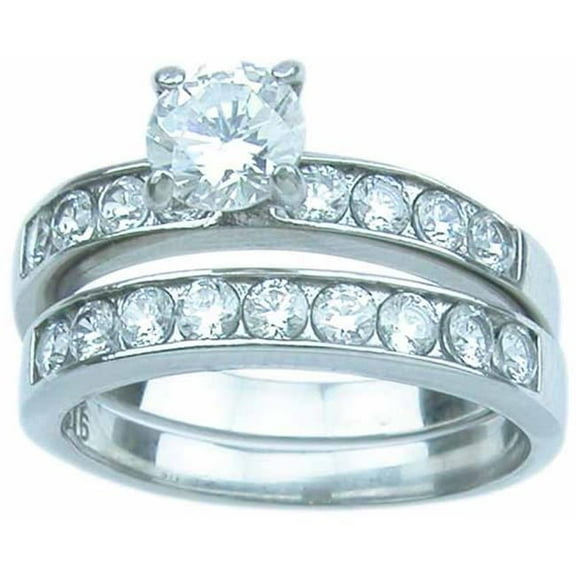 6 mm Stainless Steel Wedding Ring Set - Size 5