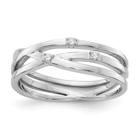 6 mm Sterling Silver 0.03 CT Diamond Ring, Polished - Size 8